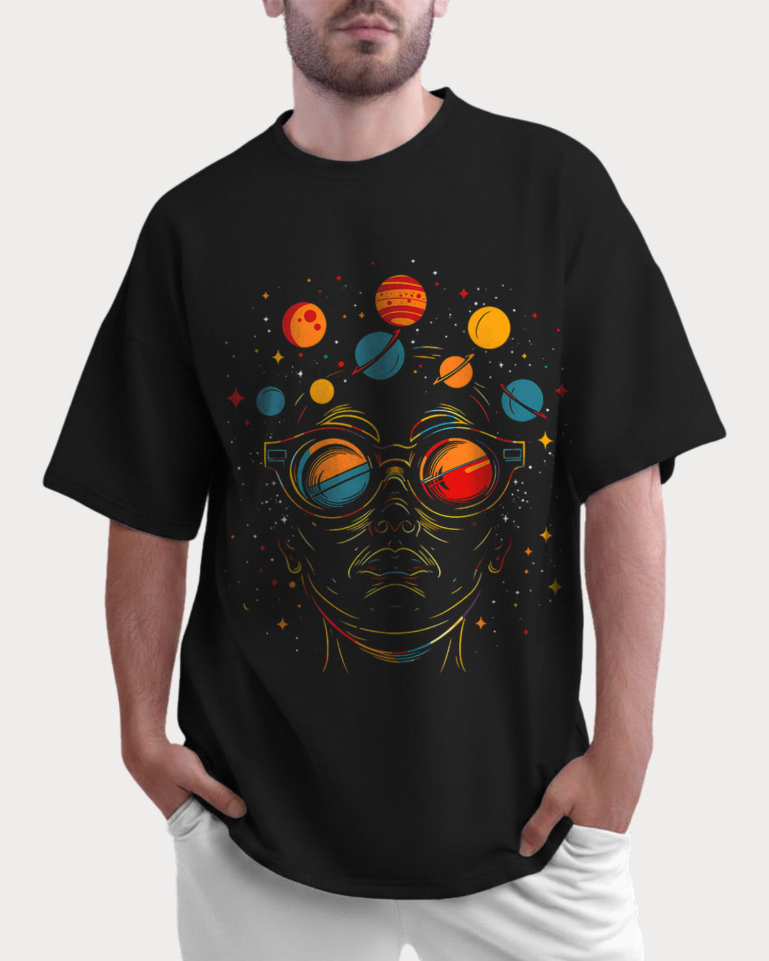 Stars in My Eyes | Psychedelic Space T-Shirt for Sci-Fi & Cosmic Lovers | OverSized Printed